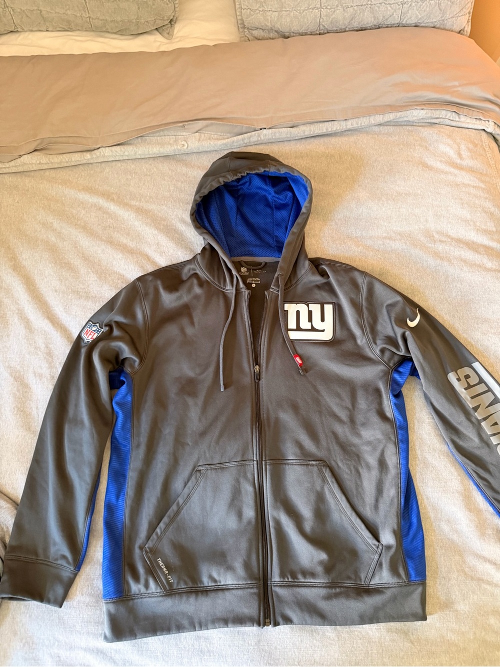 Nike New York Giants Gray & Royal Blue Full-Zip Performance Jacket